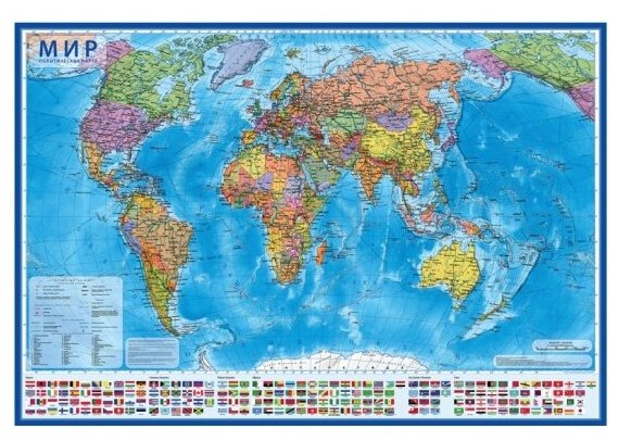 Карта Globen "Мир" политическая, 1:28млн, 1170*800 мм, интерактивная, европодвес