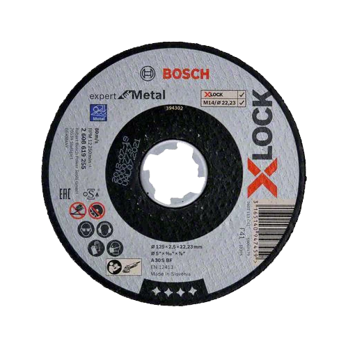 прямой отрезной диск bosch x lock standard for inox BOSCH Expert for Metal X-lock 2608619255, 125 мм, 1 шт.