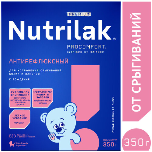 Смесь Nutrilak Premium антирефлюксный, с рождения, 350 г нутрилак смесь премиум антирефлюксный 350г