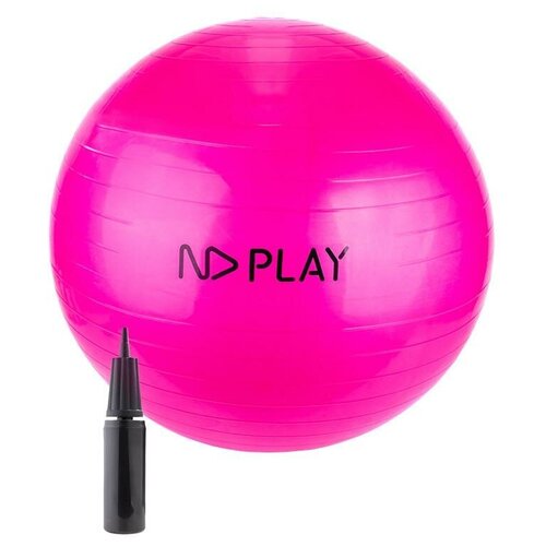 Фитбол с насосом, диаметр:75см., цвет розовый