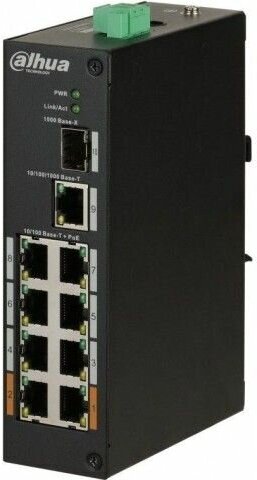 Коммутатор Dahua DH-PFS3110-8ET-96 (L2) 8x100Мбит/с 1x1Гбит/с 1SFP 6PoE+ 2PoE++ 96W неуправляемый