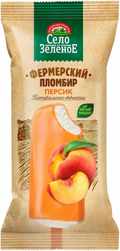 Мороженое Село Зеленое Эскимо пломбир персик во фруктовой глазури 70г