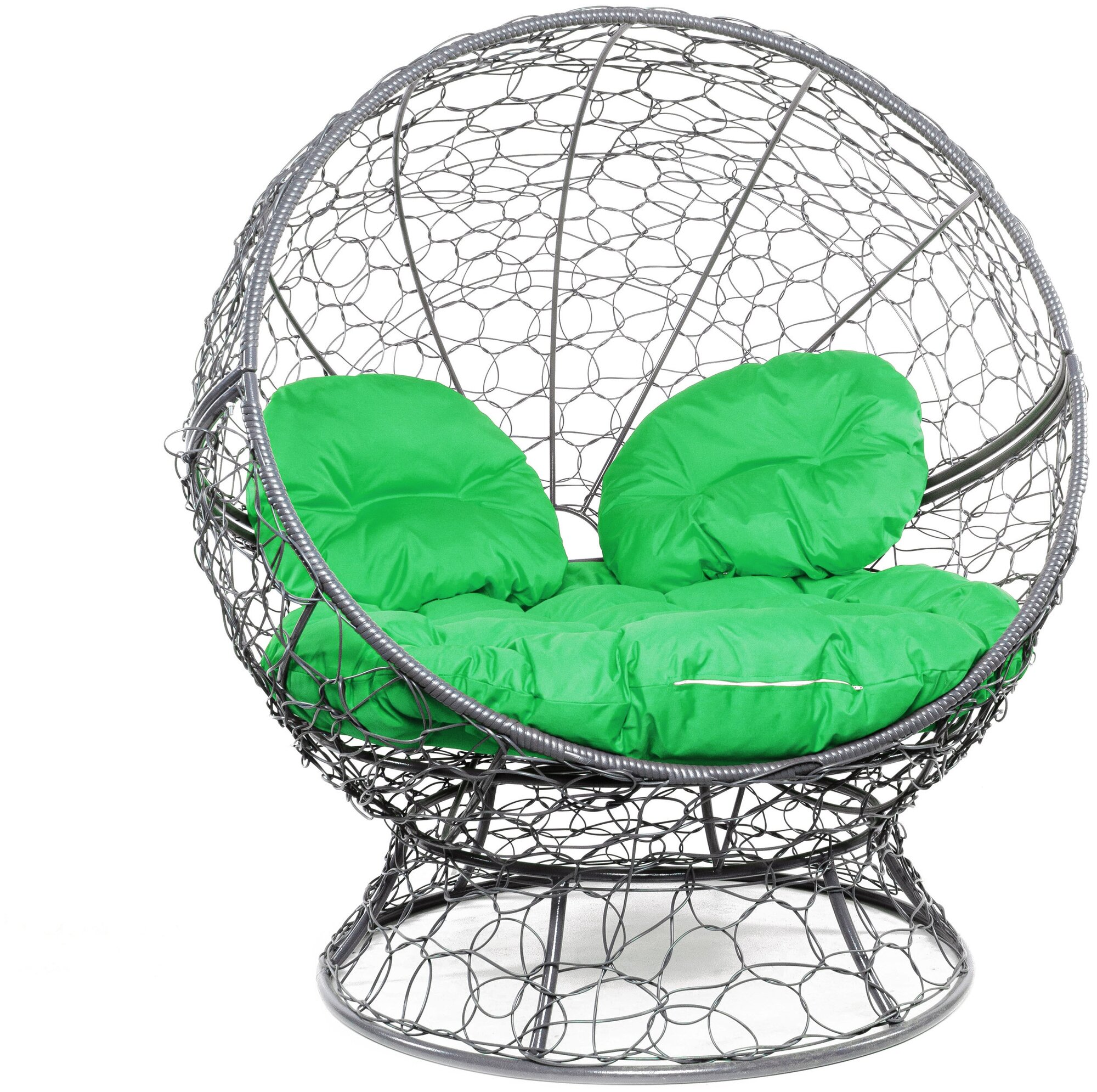 Кресло серое M-Group Апельсин ротанг, 11520304 зелёная подушка - фотография № 16