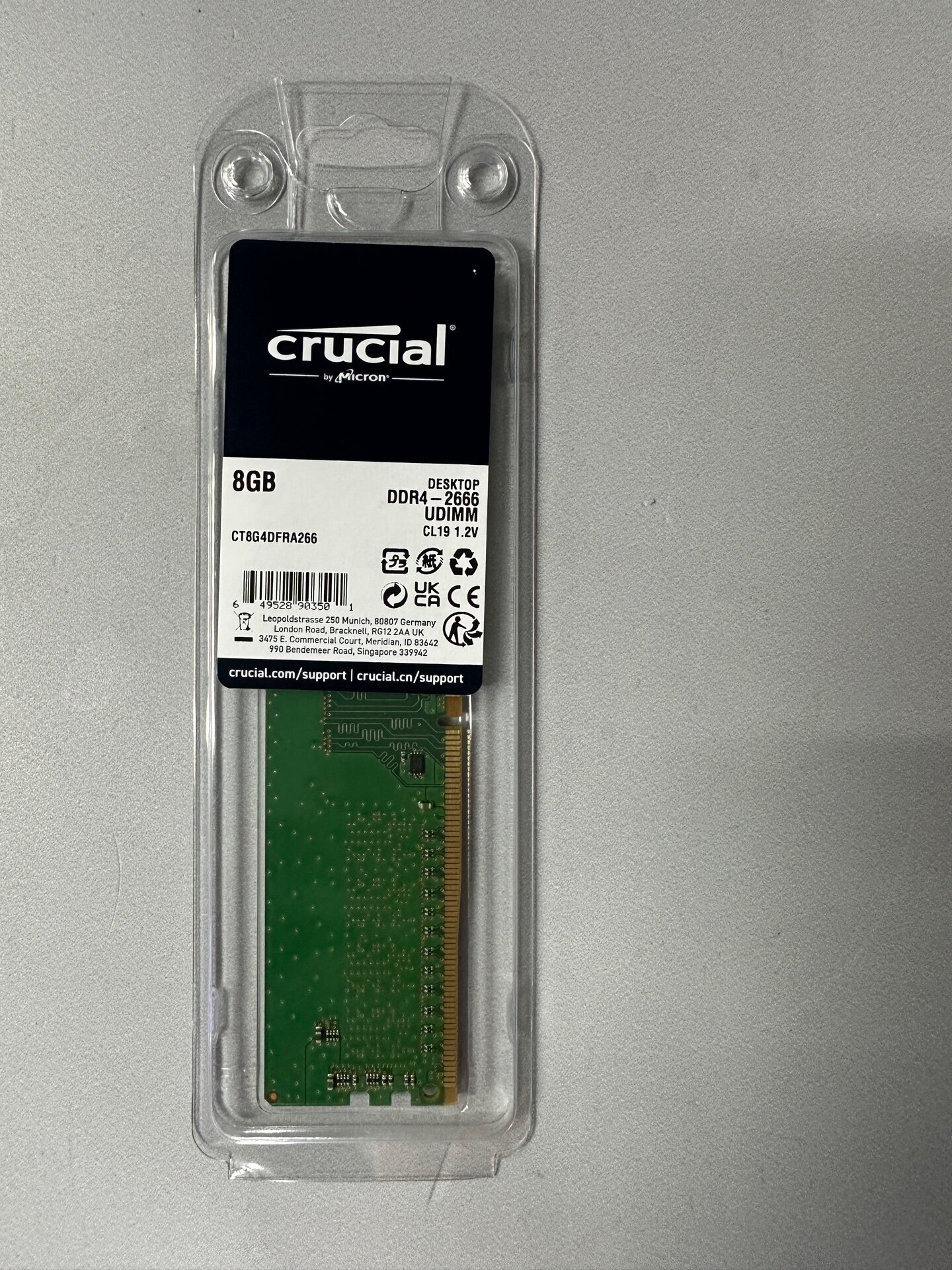 Оперативная память Crucial 8 ГБ DDR4 2666 МГц DIMM CL19 CT8G4DFRA266