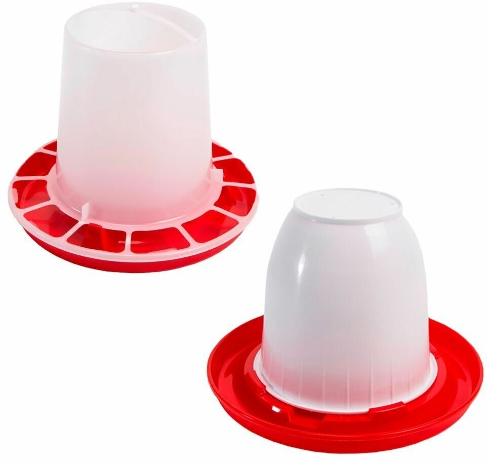 фото Вакуумная поилка 2,5л и кормушка для птиц 2,5кг для домашней птицы: кур бройлеров перепелов цыплят индейки цесарок индоутки.