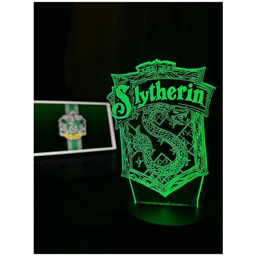 3D Светильник-ночник гарри Поттер Слизерин, ночник для мальчиков и девочек