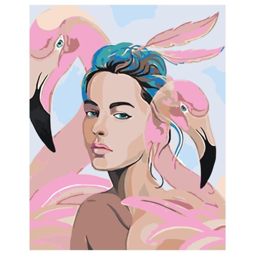 Девушка и розовые фламинго Раскраска картина по номерам на холсте картина по номерам w 192 розовые фламинго 80х80