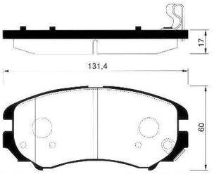 Дисковые тормозные колодки передние SANGSIN BRAKE SP1155 для Hyundai Sonata, Hyundai Tucson, Hyundai Tiburon, Kia Magentis (4 шт.)