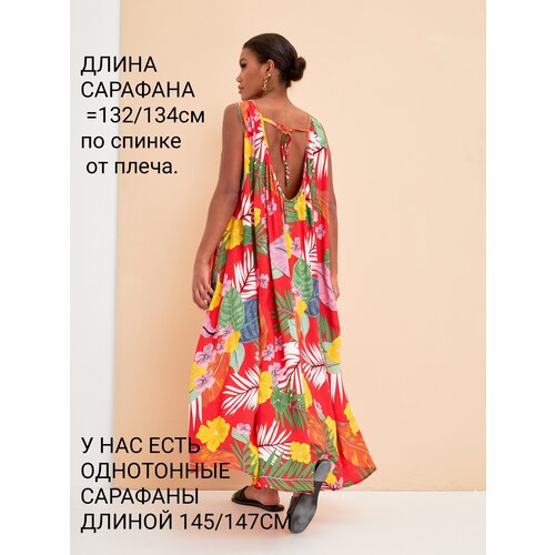 фото Сарафан yolka_dress, вискоза, оверсайз, макси, размер единый, красный