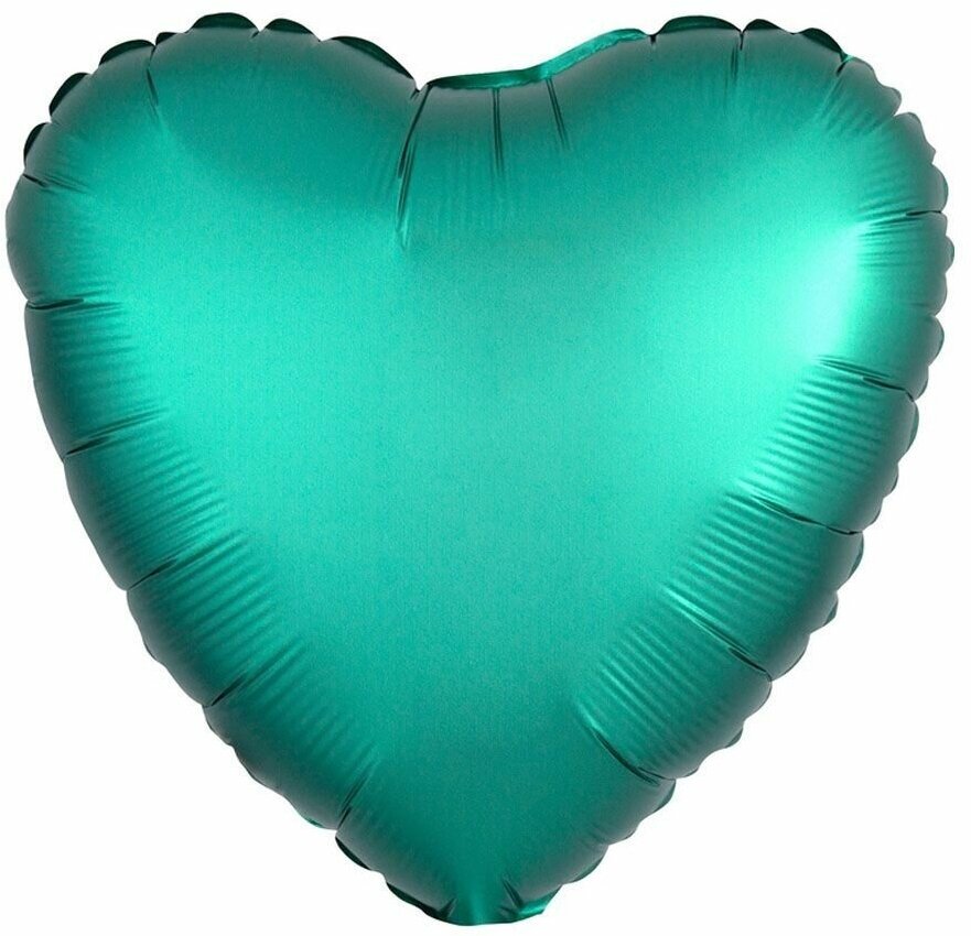 Воздушный шар фольгированный Anagram сердце, Сатин, нефритовый, 46 см