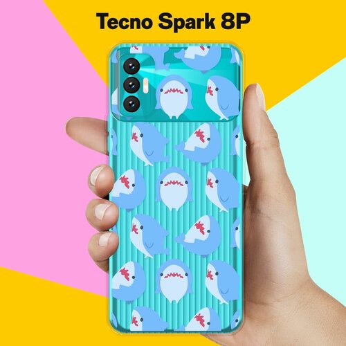 Силиконовый чехол на Tecno Spark 8P Акулы / для Техно Спарк 8П тонкий чехол для tecno spark 8p техно спарк 8п силиконовый чехол с защитой модуля камер прозрачный чехол