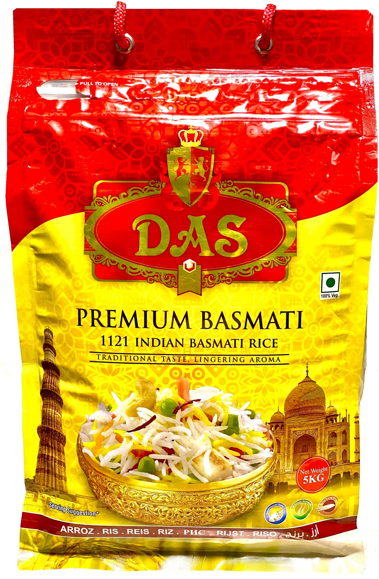 Рис индийский басмати DAS PREMIUM NEW длиннозерный пропаренный для плова 5 кг упаковка зип-пакет