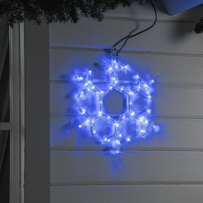 Luazon Lighting Светодиодная фигура «Снежинка», 39 см, дюралайт, 72 LED, 220 В, мерцание, свечение синий/белый