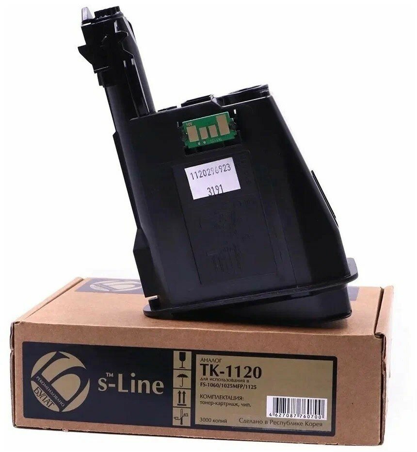 Тонер-картридж для принтера S-Line TK-1120 (3000 страниц) для Kyocera FS 1025MFP/1060/1125MFP, совместимый