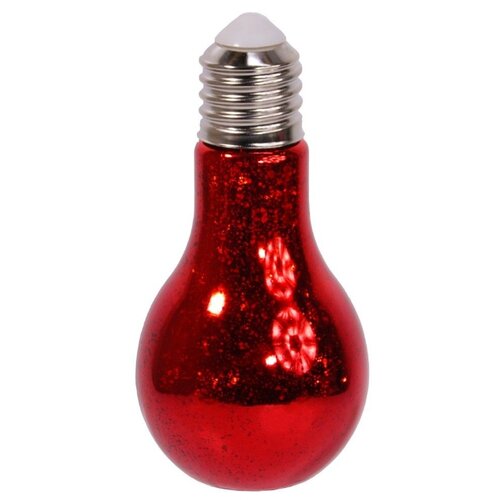 фото Светильник лампа накаливания, красный, 10 тёплых белых микро led-огней, 9х9х18.5 см, батарейки, koopman international