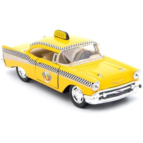 Металлическая машинка Kinsmart 1:40 1957 Chevrolet Bel Air (Шевроле Бел Эйр Такси) KT5360D инерционная, двери открываются машинка 1957 chevrolet bel air инерционная металлическая kt5360d коллекционная модель 1 40 подарок мальчику kinsmart