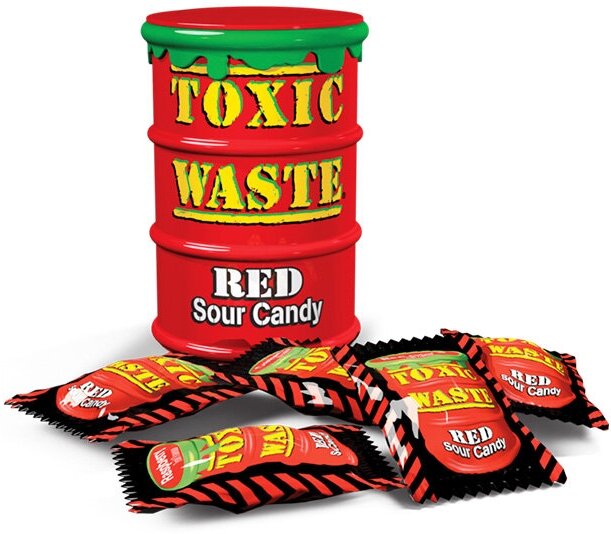 Кислые леденцы Toxic Waste Red Sour Candy (красная бочка) (США), 42 г - фотография № 2