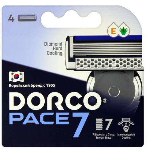 Оригинальные сменные кассеты Dorco PACE 7, 4шт dorco сменные кассеты для бритвенной системы pace 6 4шт