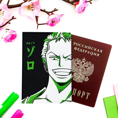 Обложка для паспорта Nezuko, черный, зеленый