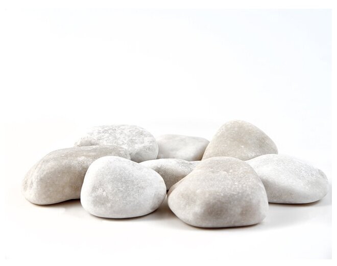 Камень декоративный галька мраморная белая 10кг 20-70мм