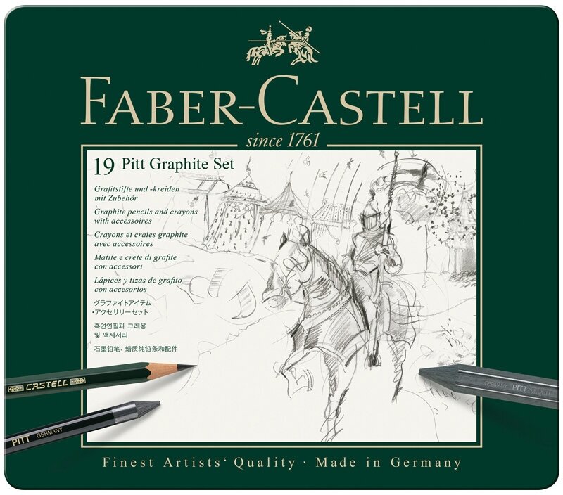 Набор карандашей ч/г Faber-Castell «Pitt Graphite», 19 предметов, заточен, метал. кор.