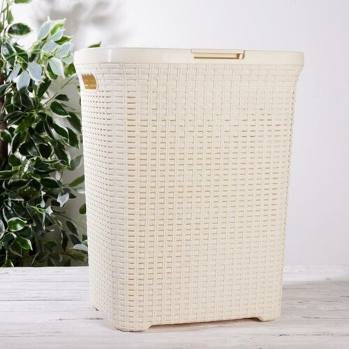 Корзина для белья с крышкой Виолет, 60 л, 34*44*56 , цвет слоновая кость