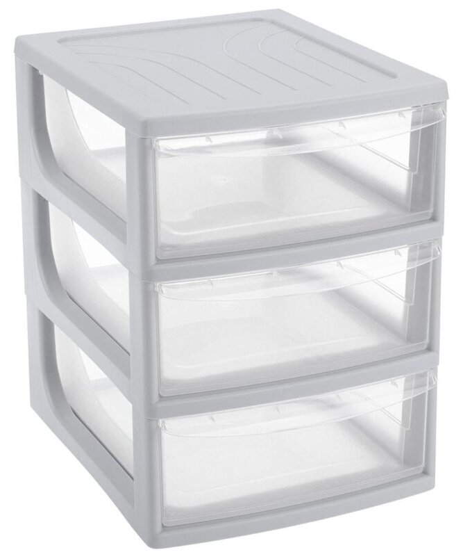 фото Бокс органайзер А5 195х254х264мм 3выдвижных отд, светло-серый 433223730