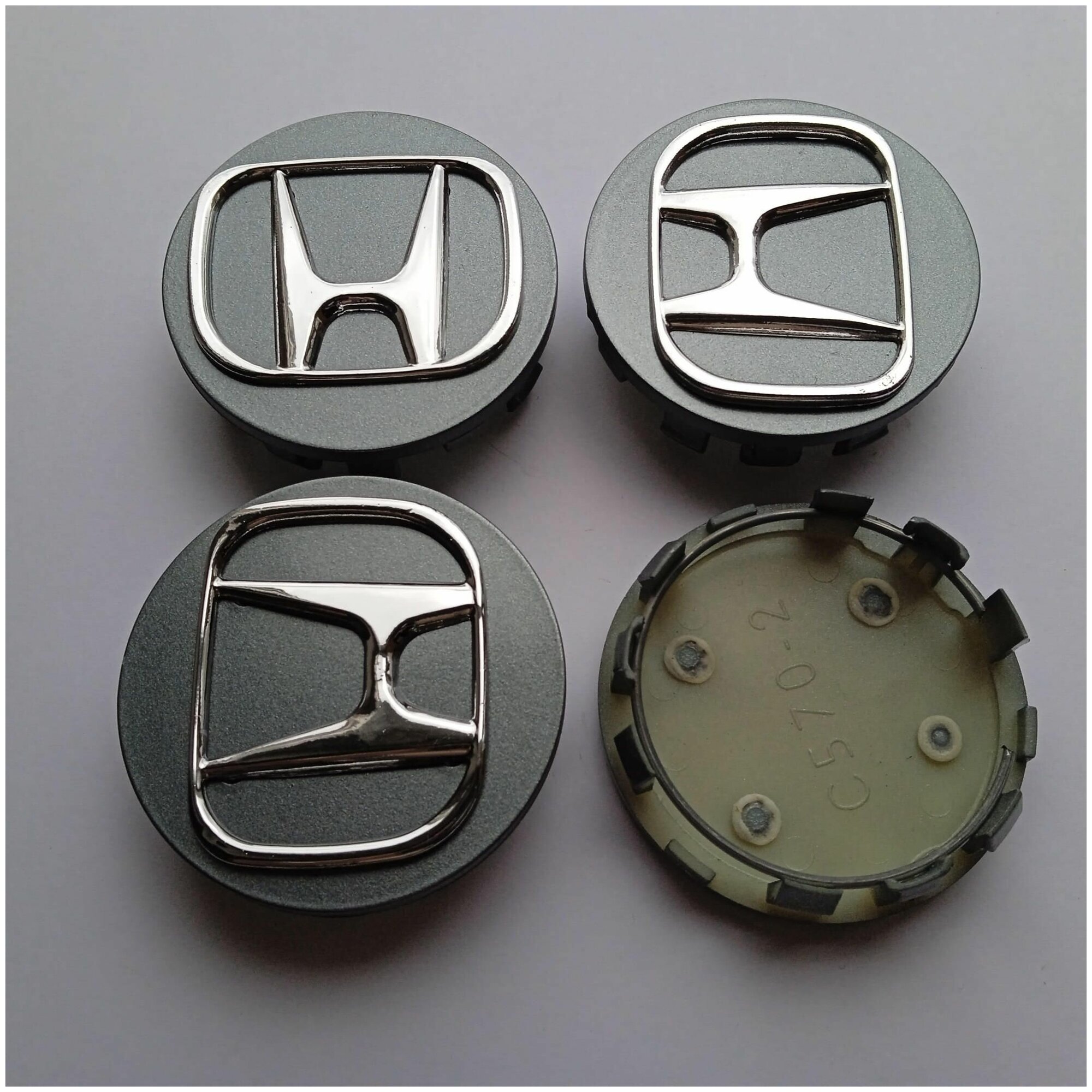 Колпачки на диски комплект Хонда 58/55/12 мм серый