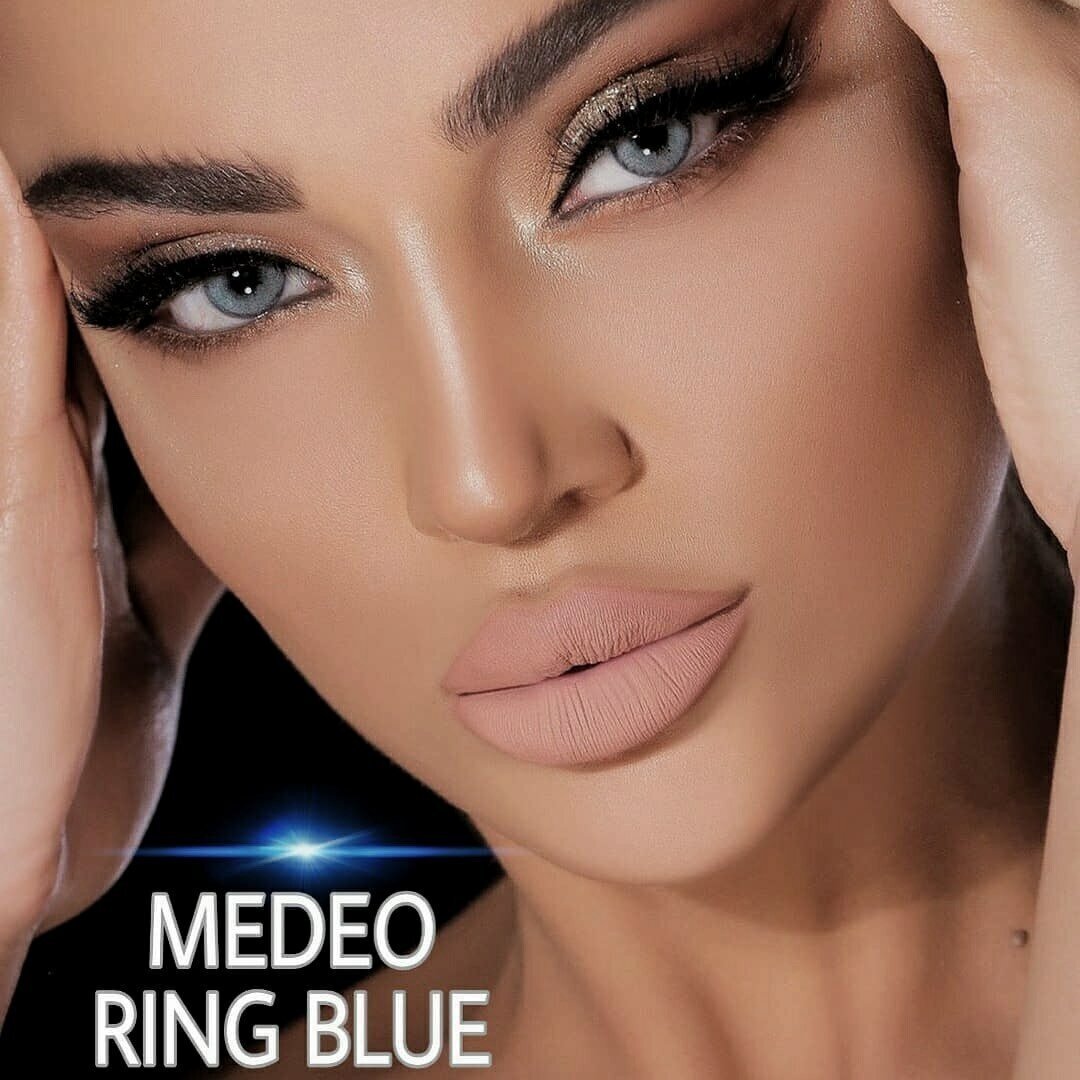 Цветные контактные линзы Medeo Ring Blue 3 месяца, -4.00 / 14.2 / 8.6, голубой, с ободком 2 шт.
