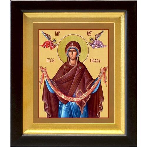 Святый Пояс Пресвятой Богородицы, икона в киоте 14,5*16,5 см святый пояс пресвятой богородицы икона на доске 20 25 см