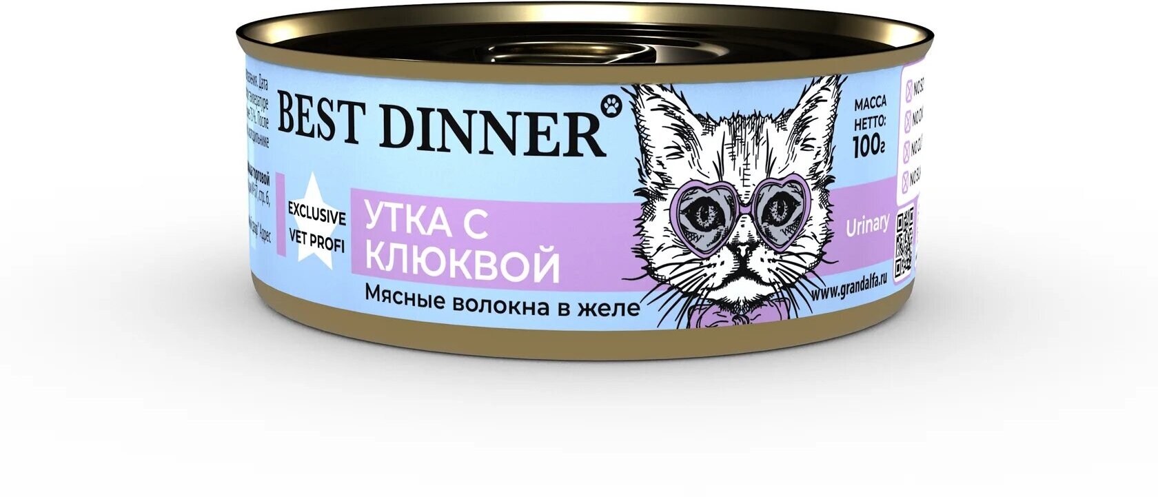 Консервы Best Dinner Cat Exclusive Vet Profi Urinary утка с клюквой 12шт х 100г