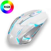 Механическая беспроводная мышь EWEADN, бесшумная, игровая, с подсветкой RGB, белый