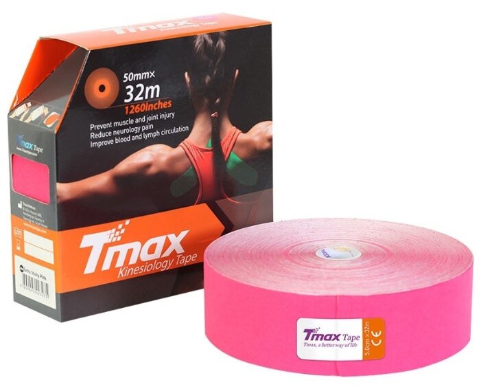 Тейп кинезиологический Tmax 32m Extra Sticky Pink (5 см x 32 м), арт. 423235, розовый