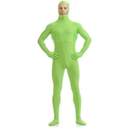Костюм Зентай салатовый, вторая кожа с открытым лицом L костюм вторая кожа зентай человек невидимка на взрослого цвет зеленый s
