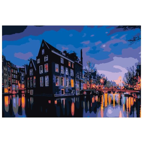 Картина по номерам Ночной Амстердам, 40x60 см