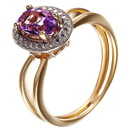 фото Element47 кольцо из серебра 925 пробы с бриллиантом и аметистом r98348k-11_ko_am_001_yg, размер 16.75