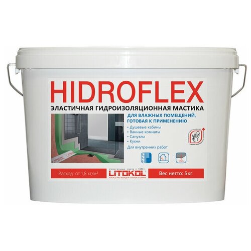 Мембрана гидроизоляционная LITOKOL Hidroflex 5кг, арт. HDFX/5 диффузионная гидроизоляционная мембрана bigband м с интегрированной клейкой лентой