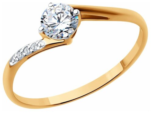 Кольцо Diamant online, золото, 585 проба, фианит, размер 17.5, прозрачный