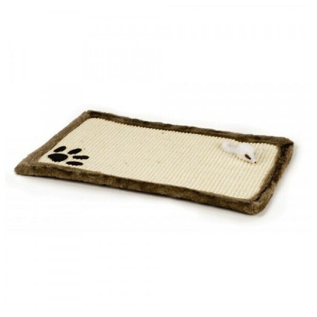 Когтеточка-коврик для кошек I.P.T.S. с мышкой, цвет: коричневый, 48*31см - фото №2