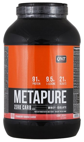 Изолят протеина QNT METAPURE ZERO CARB 2000 г, Клубника-банан