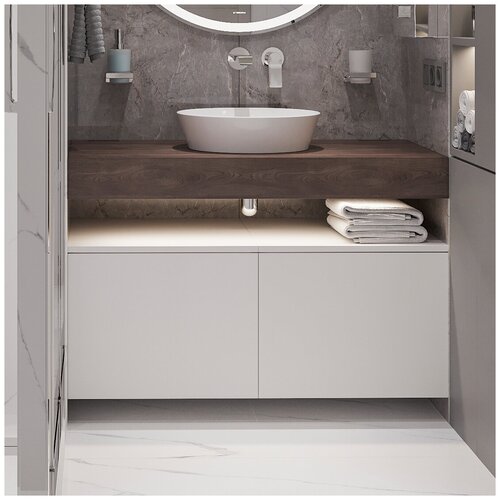 Столешница с раковиной Duravit Cape Cod 40, дуб карпентер, 100, без отверстий + 2 тумбы 50