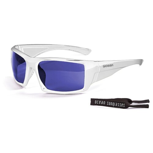 фото Спортивные очки ocean aruba глянцевые белые / зеркально-синие линзы