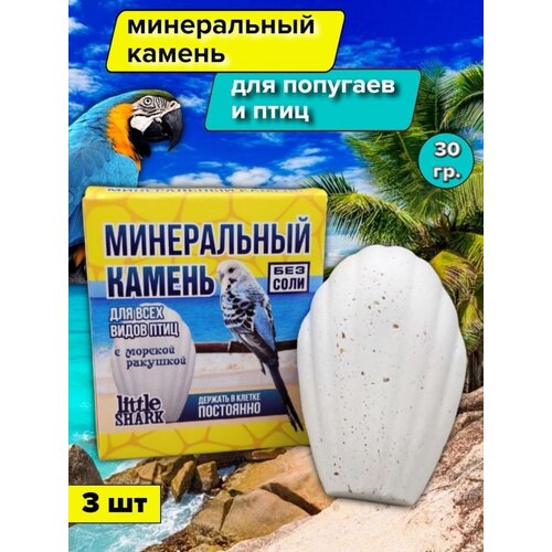 Минеральный камень для попугаем и всех птиц с морской ракушкой без соли 3 шт