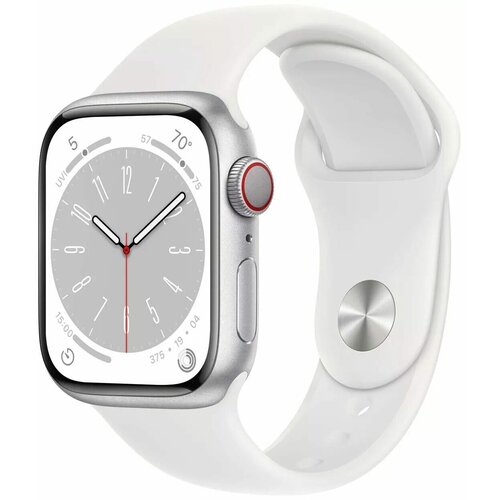Умные часы Apple Watch Series 8 GPS 41 mm Aluminium Case with Sport Band Silver/White M/L