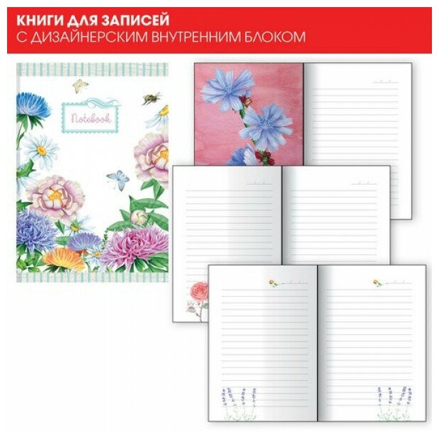 Книги для записей А6+ 80л. Иск. кожа интегр.(AQUARELLE) c полноцв. запеч. Бум. оф. 80г/м2, тонир, полноцв. блок, цв. форз, скр. угл, ляссе, Инд. уп. Уп./гофр Aquarelle. Цветы