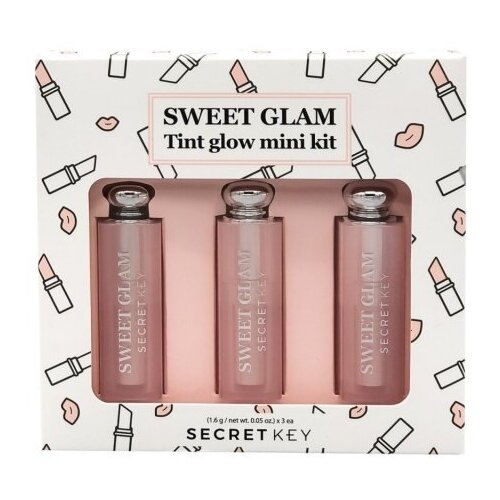 Secret Key Sweet Glam Tint Glow Mini Kit Набор: Тинт розовый, Тинт ягодный, Тинт апельсиновый 3шт*1,5гр. набор мини тинтов secret key sweet glam tint glow mini kit 3 шт