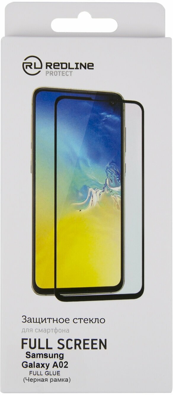 Стекло защитное Red Line Samsung Galaxy A02 Full Screen (3D) tempered glass FULL GLUE черный УТ000023929 - фото №3