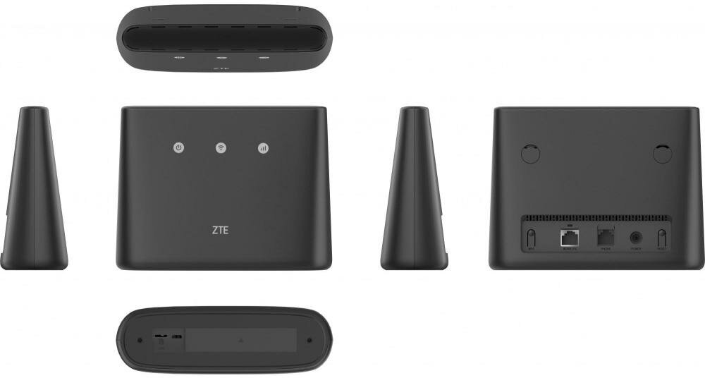 Интернет-центр ZTE MF293N 10/100/1000BASE-TX/3G/4G cat.4 черный