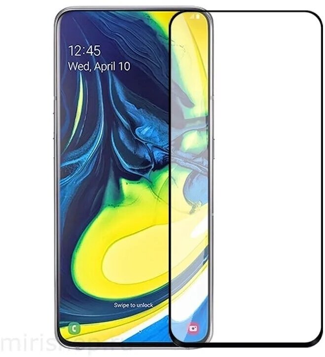 Защитное стекло 3D Tempered Glass для Samsung Galaxy A80 / A90 полный клей ( черная рамка )