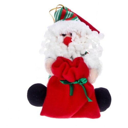мягкая игрушка дед мороз на санках пайетки 5х13 см красный зимнее волшебство Мягкая игрушка «Новый год», на подвесе, с мешочком